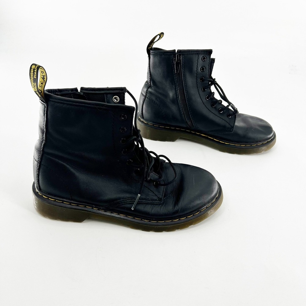 Dr. Martens 1460 J Combat Boots‎ Women 5 Black Good Leather Side Zip Lace Up